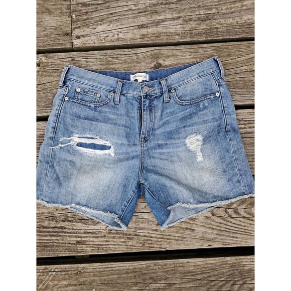 Madewell Shorts Womens 32 The Momjean Light Wash Denim Cut Offs - Picture 1 of 2